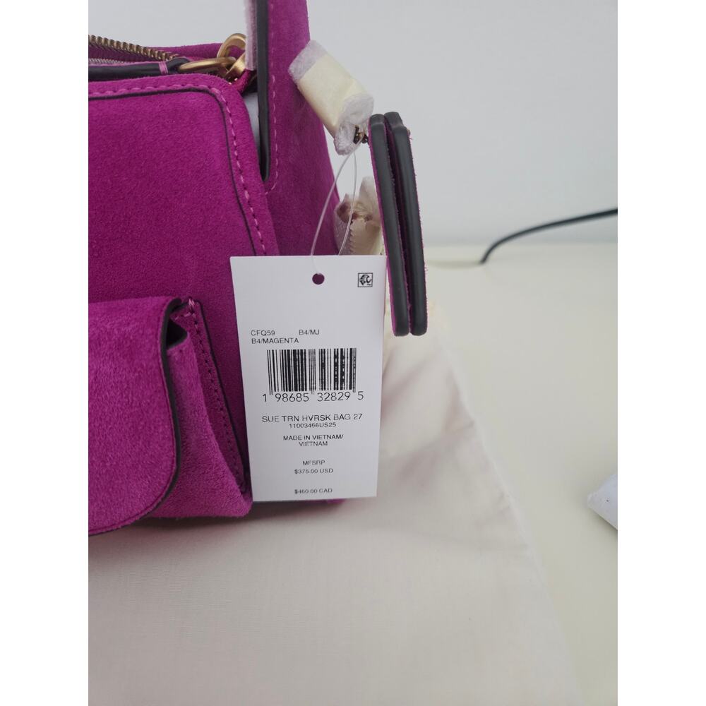 Turnlock Haversack Bag 27 in Magenta Suede - Picture 3 of 7